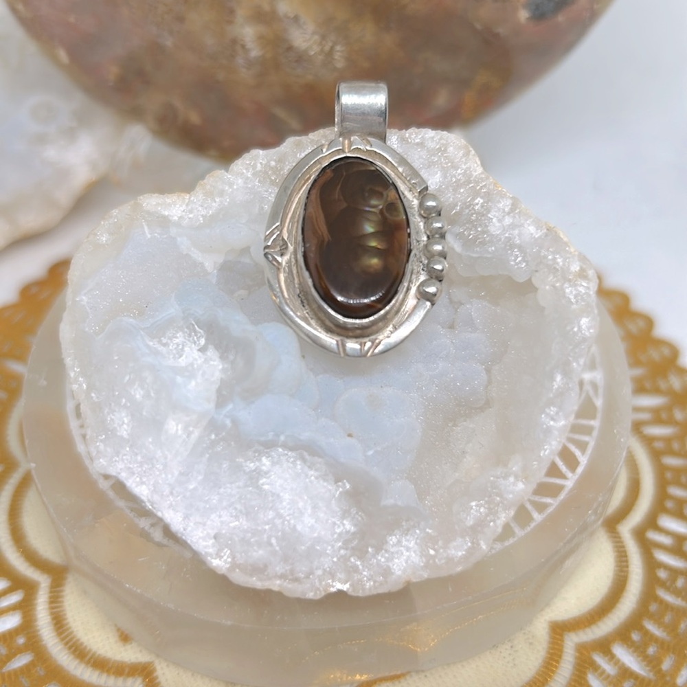 Artisan Fire Agate slider pendant 925